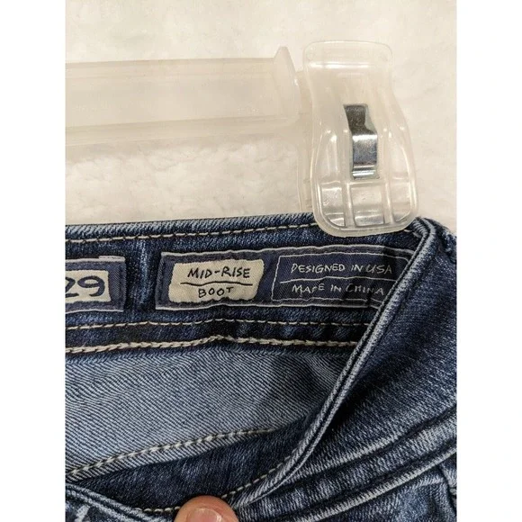 Miss Me Wild Flower Mid Rise Embellished Front Inseam (33") Jeans Size 29 - Picture 8 of 16